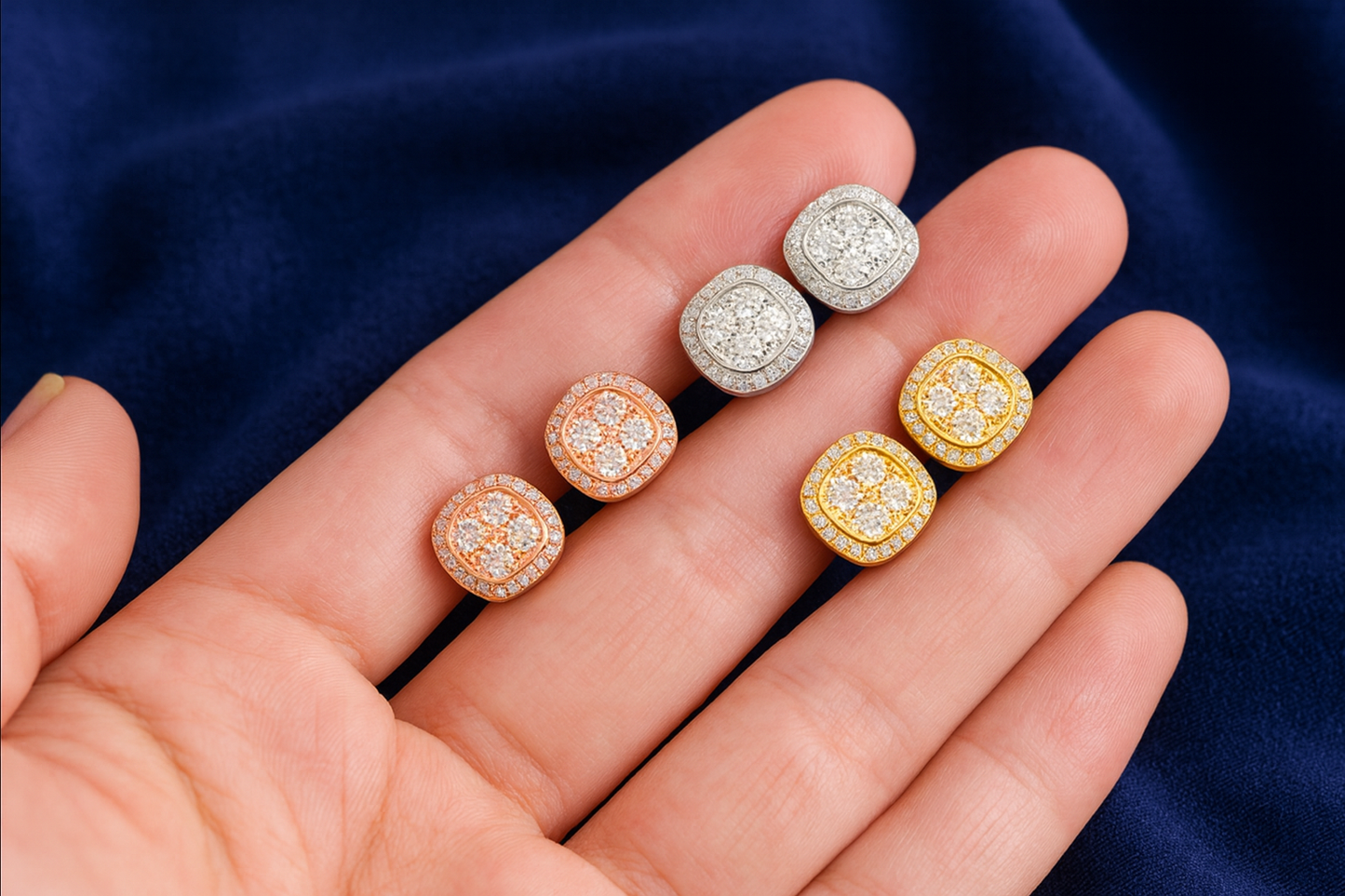 Moissanite Halo Earrings Cushion Shaped Studs Galnuv