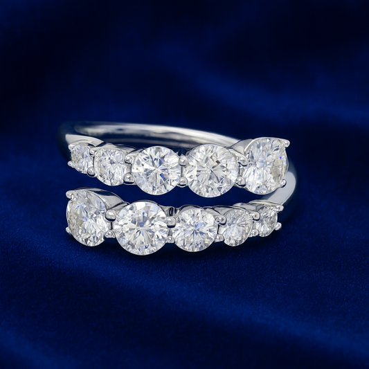 Moissanite Engagement CrossBand Ring Galnuv