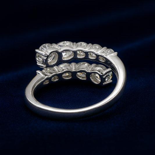 Moissanite Engagement CrossBand Ring Galnuv