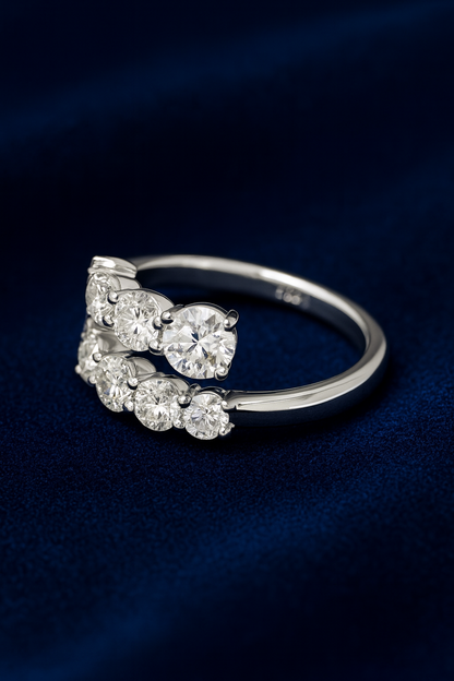 Moissanite Engagement CrossBand Ring Galnuv