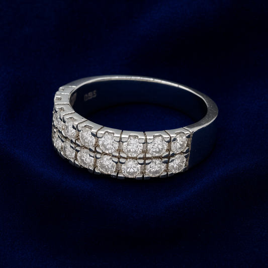 Moissanite 2 Row Engagement Band Ring Galnuv