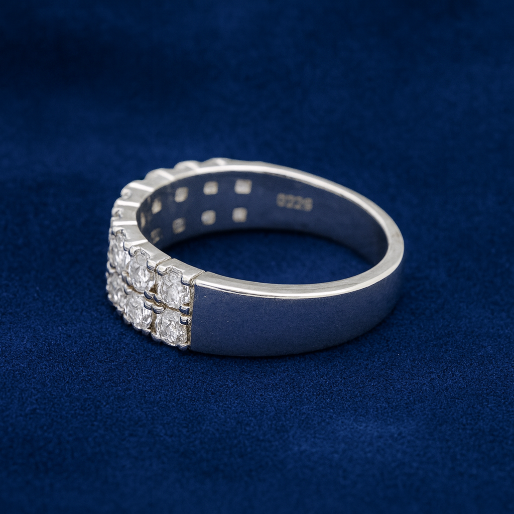 Moissanite 2 Row Engagement Band Ring Galnuv