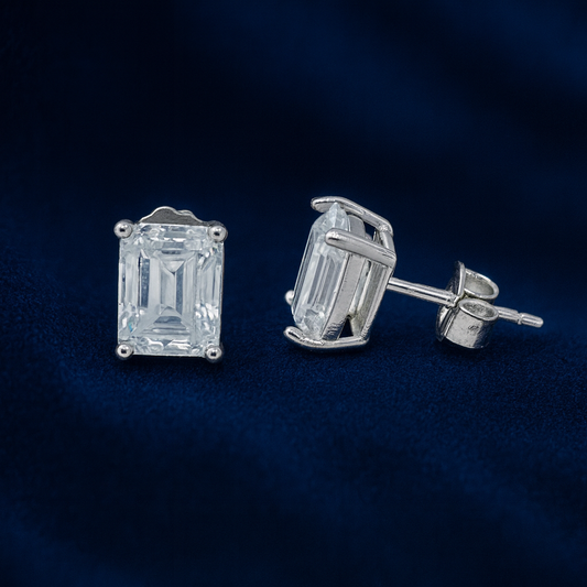 Moissanite Emrald Stud Earrings Galnuv