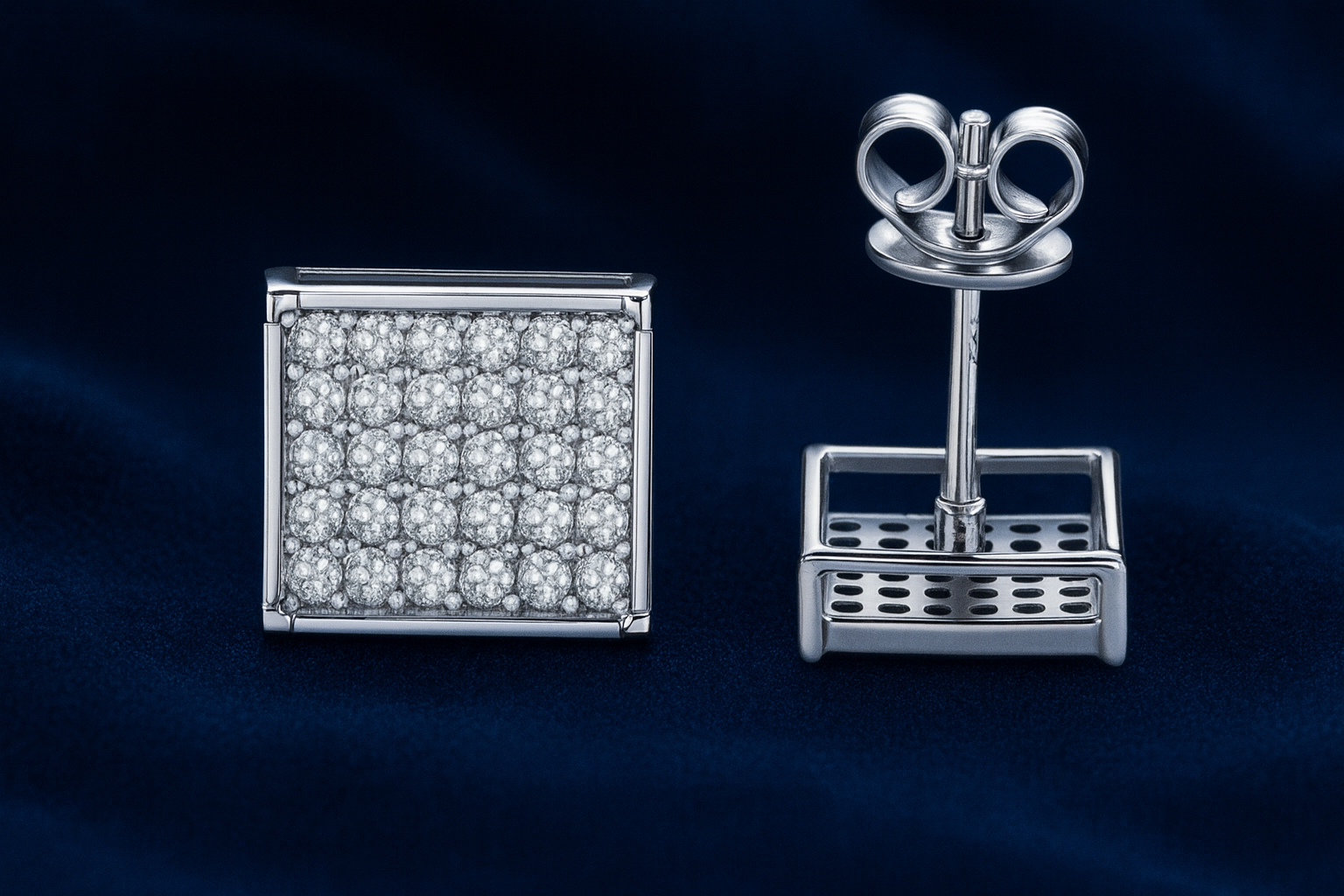 Moissanite Earrings Square Pavé Studs Galnuv