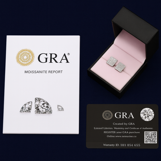 Moissanite Earrings Square Pavé Studs Galnuv