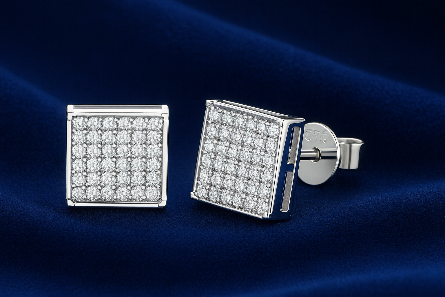 Moissanite Earrings Square Pavé Studs Galnuv