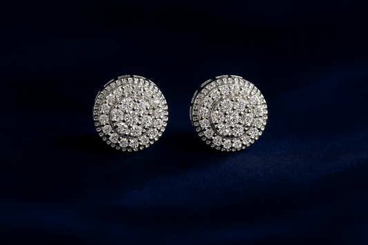 Moissanite Earrings Round Pavé Dome Studs Galnuv