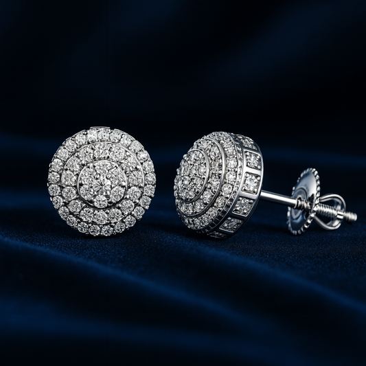 Moissanite Earrings Round Pavé Dome Studs Galnuv