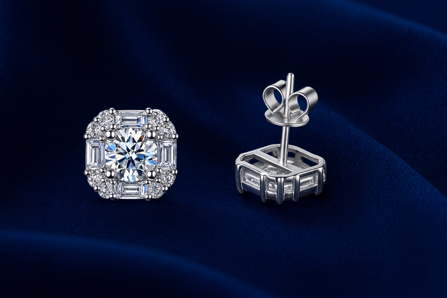 Moissanite Earrings Cluster Studs Galnuv