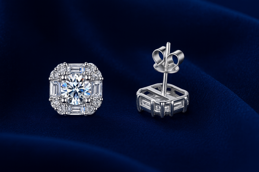 Moissanite Earrings Cluster Studs Galnuv