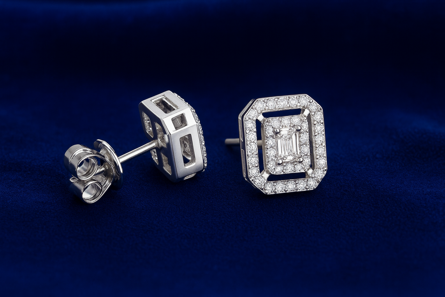 Moissanite Double Halo Earrings Cluster Galnuv