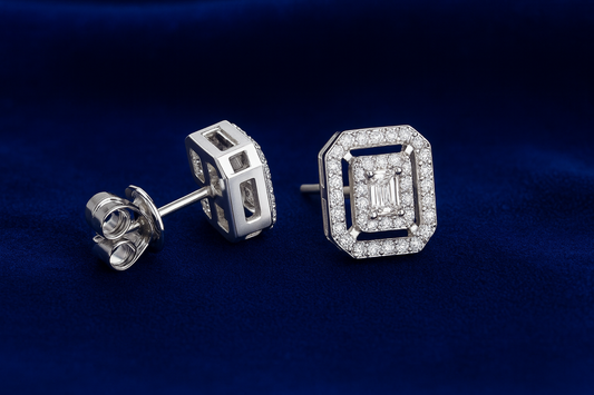 Moissanite Double Halo Earrings Cluster Galnuv
