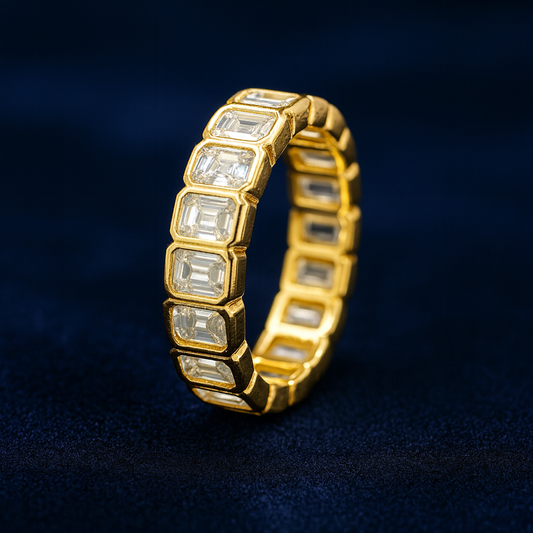 Emrald Moissanite Engagement Band Ring Galnuv