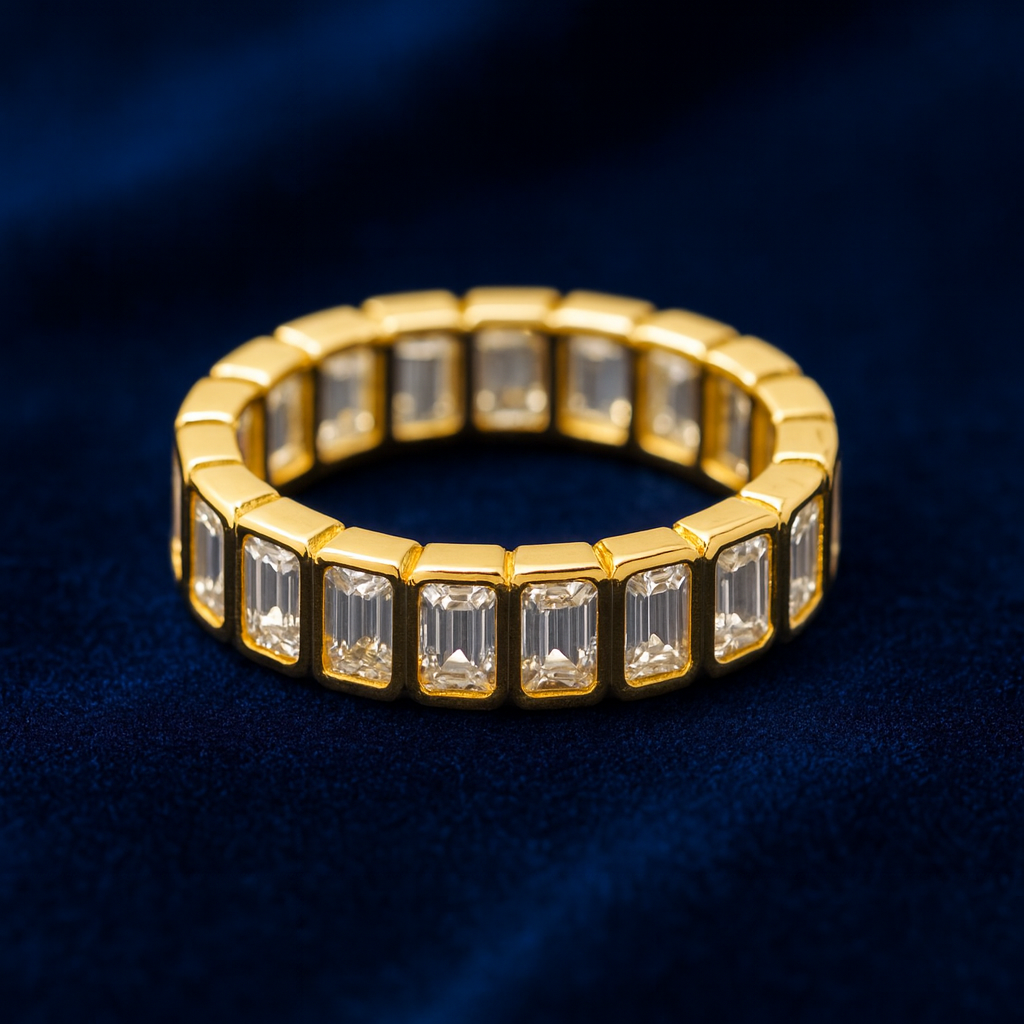 Emrald Moissanite Engagement Band Ring Galnuv