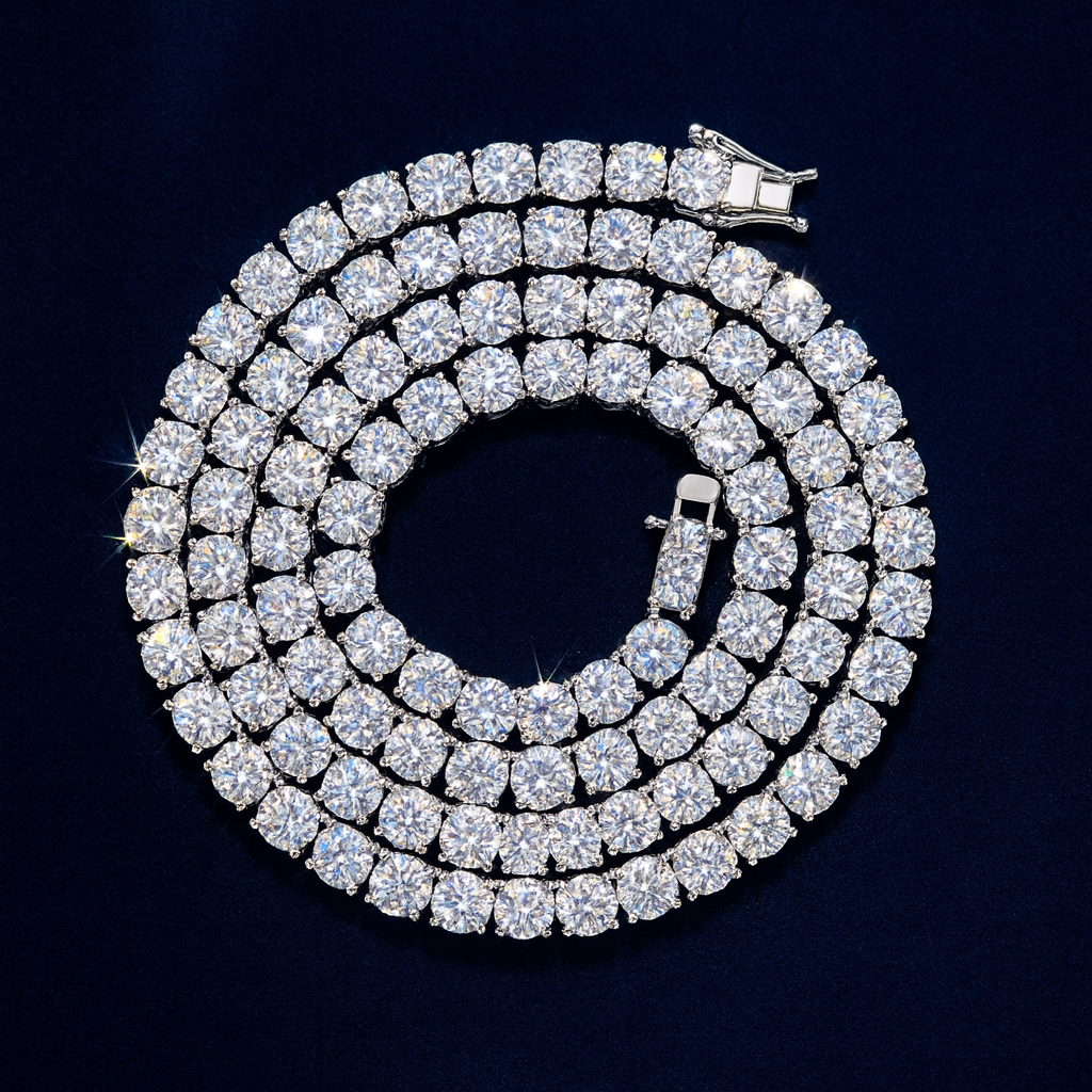 5mm Moissanite Silver Tennis Chains Galnuv