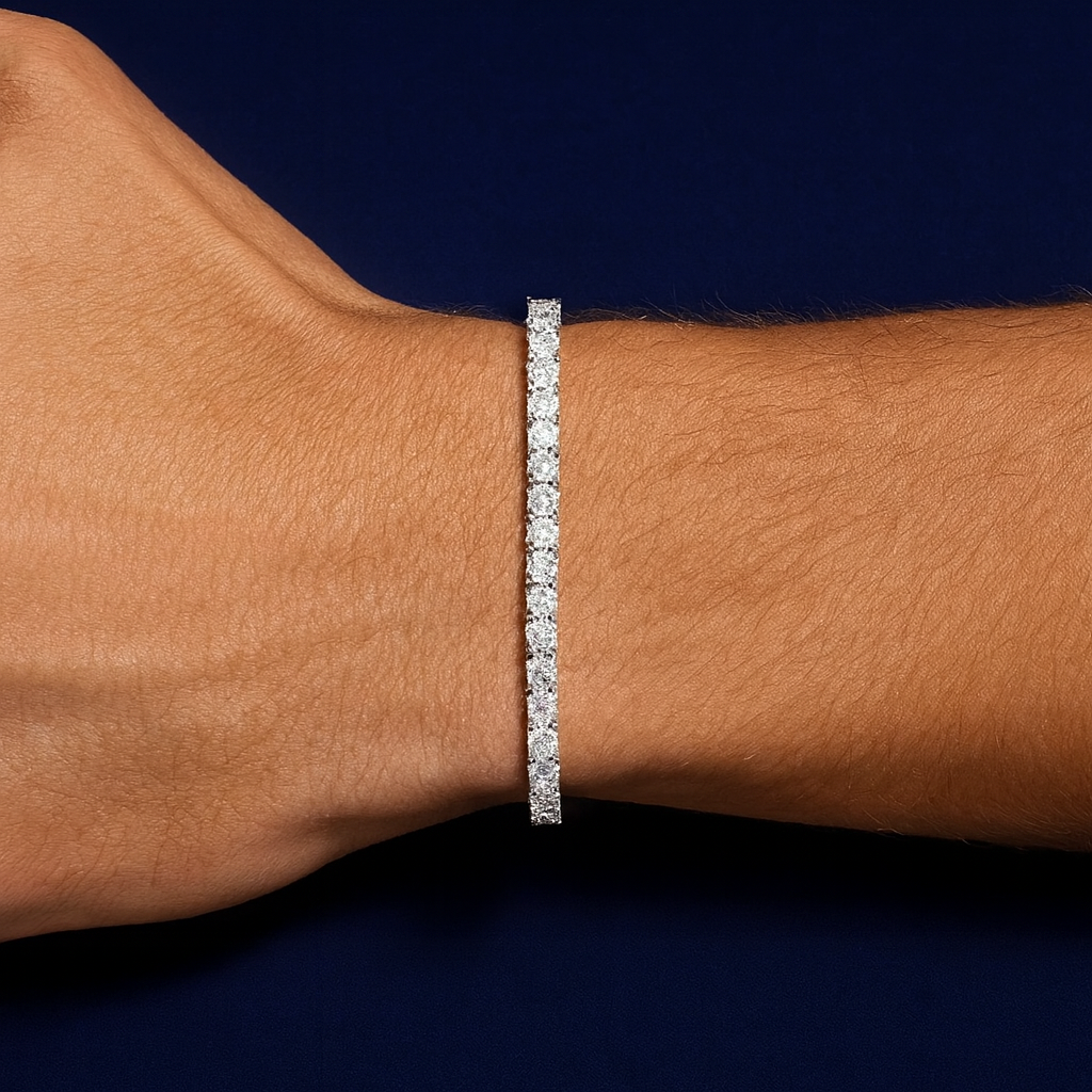 4mm Moissanite Silver Tennis Bracelet Galnuv