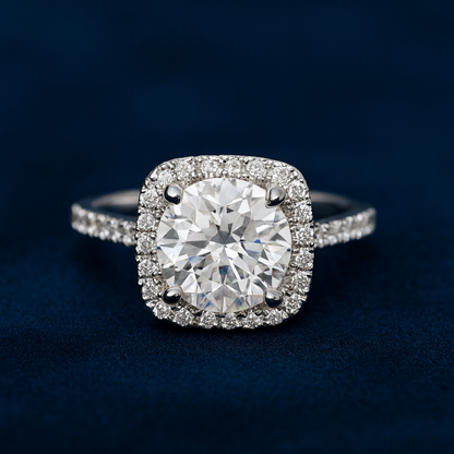 3ct Moissanite Engagement Cushion Halo Ring Galnuv