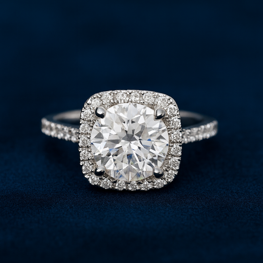3ct Moissanite Engagement Cushion Halo Ring Galnuv