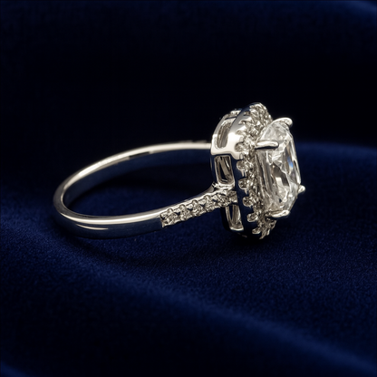 3ct Moissanite Engagement Cushion Halo Ring Galnuv
