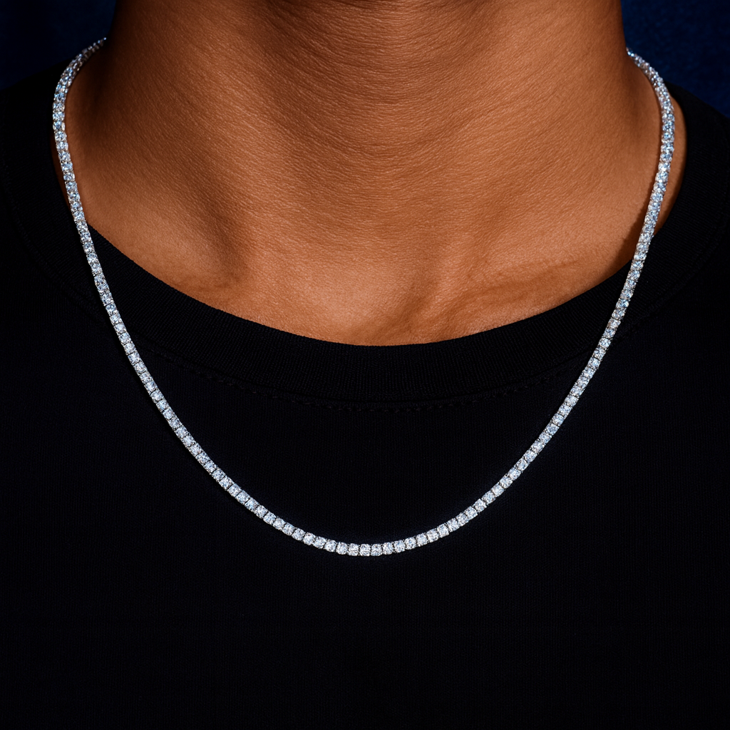 2mm Moissanite Silver Tennis Chains Galnuv