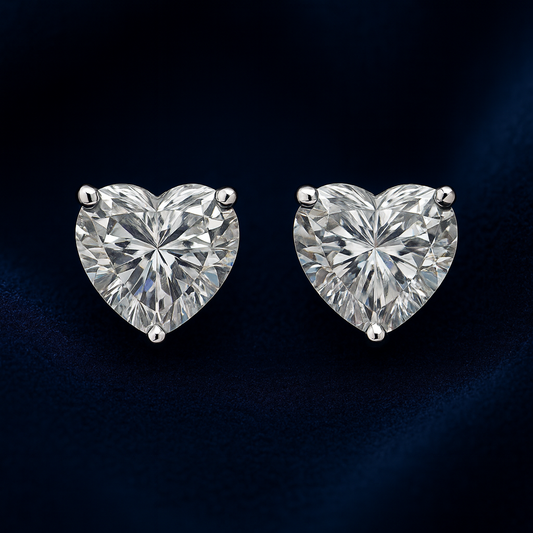 Moissanite Heart Cut Stud Earrings Galnuv