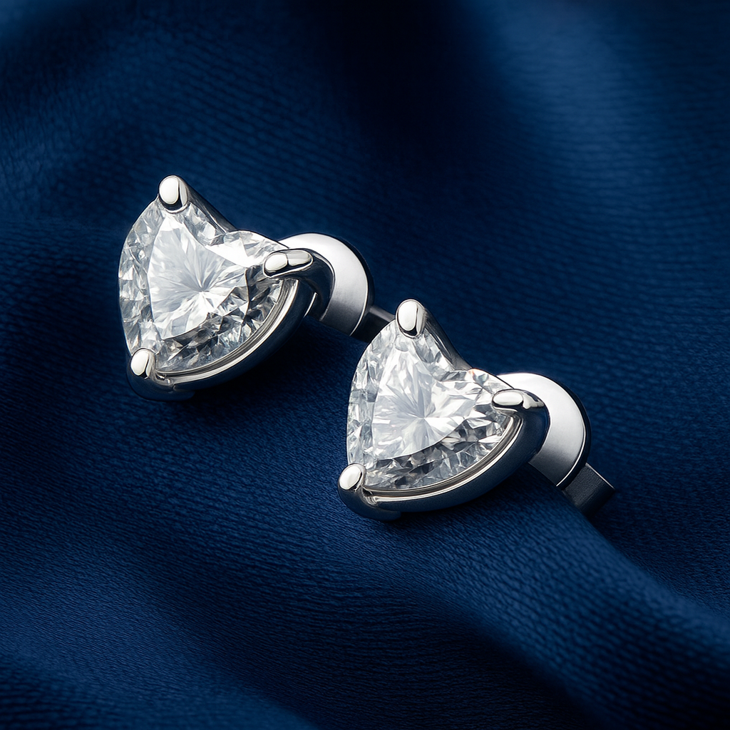 Moissanite Heart Cut Stud Earrings Galnuv