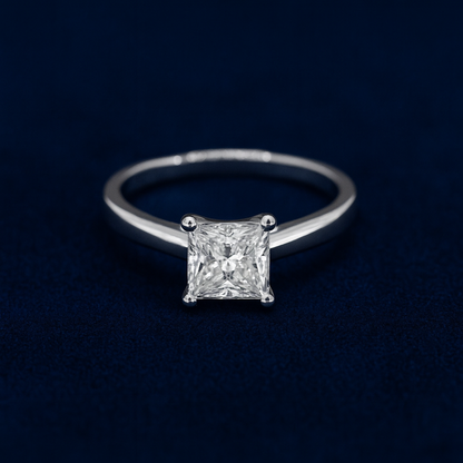 1ct Moissanite Princess Cut Solitaire Ring Galnuv