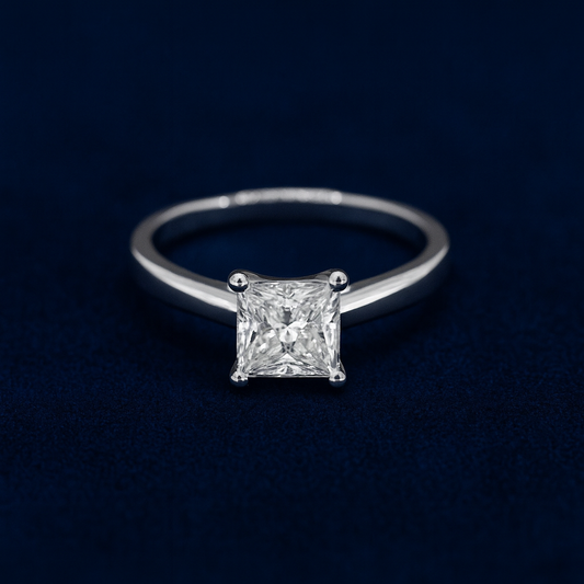 1ct Moissanite Princess Cut Solitaire Ring Galnuv
