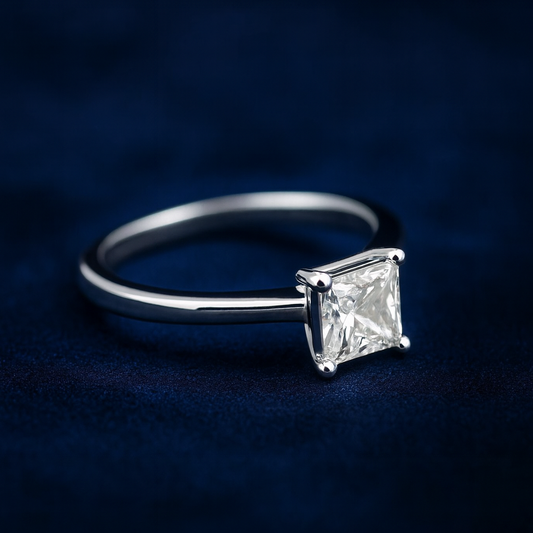 1ct Moissanite Princess Cut Solitaire Ring Galnuv