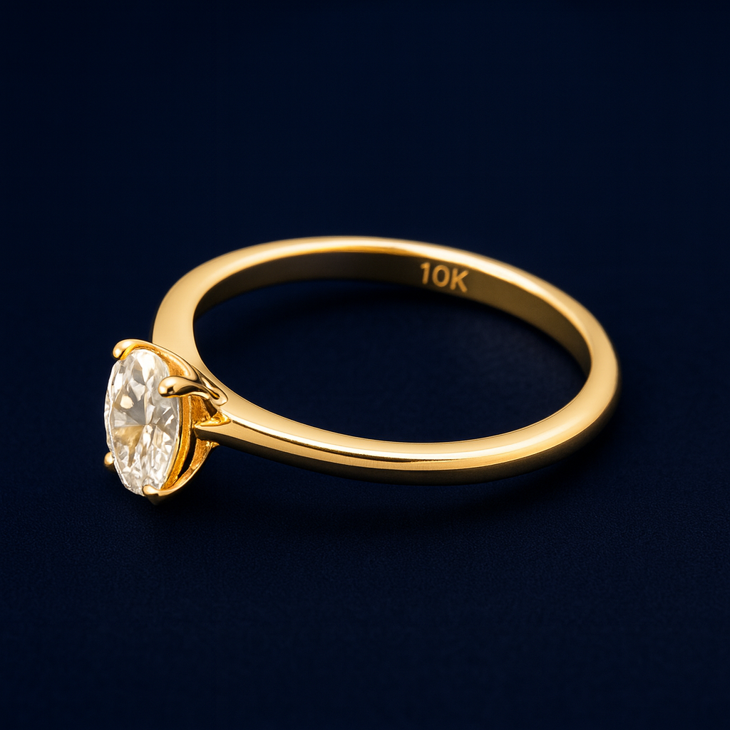 1ct Moissanite Oval Engagement 10k Gold Ring Galnuv