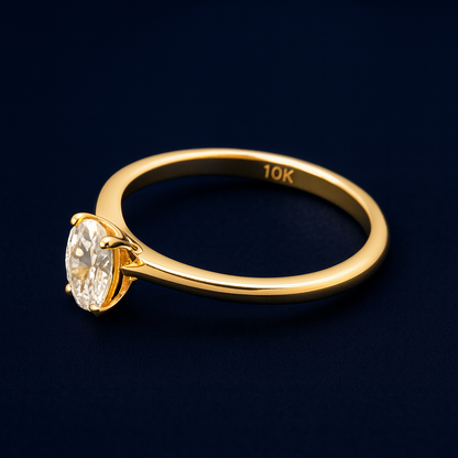 1ct Moissanite Oval Engagement 10k Gold Ring Galnuv