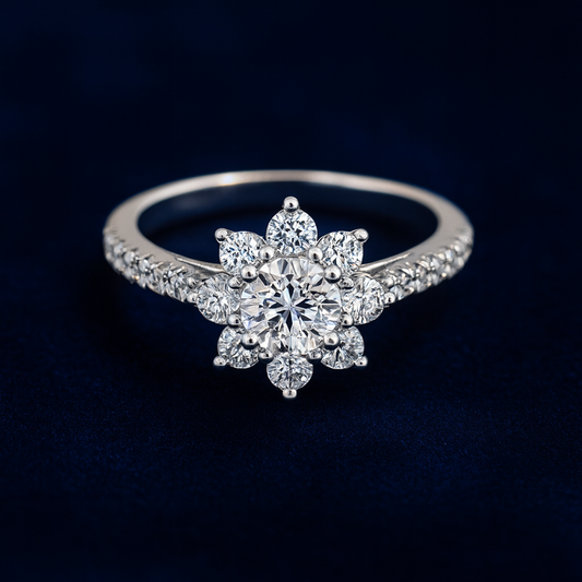 1ct Moissanite Engagement Flower Ring Galnuv