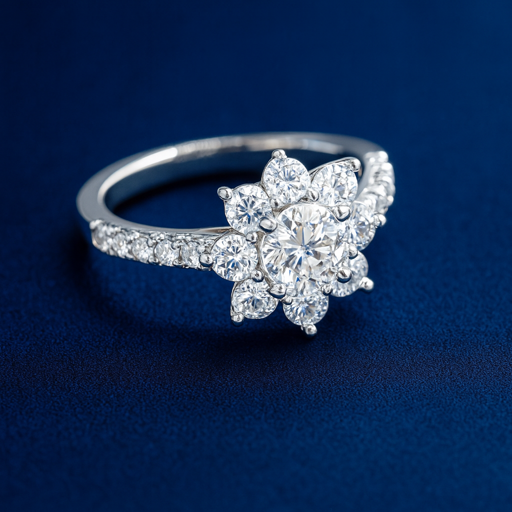 1ct Moissanite Engagement Flower Ring Galnuv