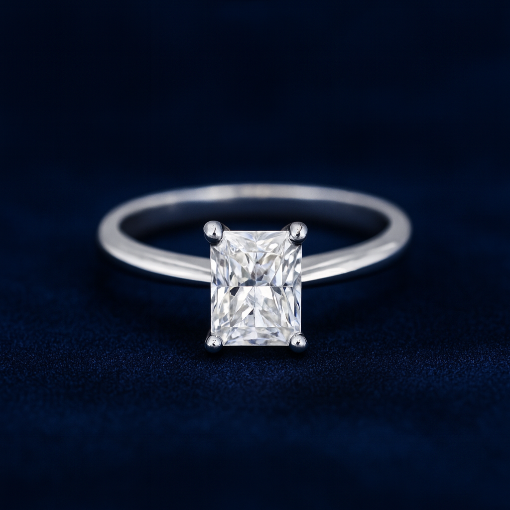 1ct Moissanite Radiant Cut Solitaire Ring Galnuv