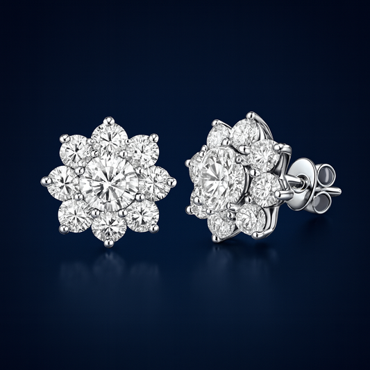 0.5ct Moissanite Sparkling Floral Earrings Galnuv