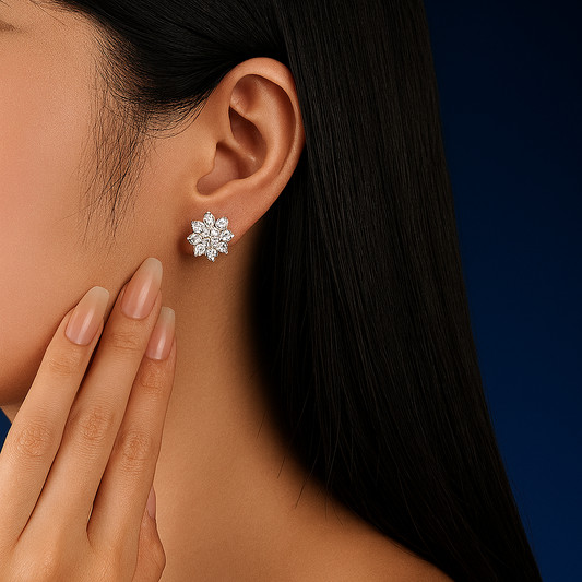 0.5ct Moissanite Sparkling Floral Earrings Galnuv
