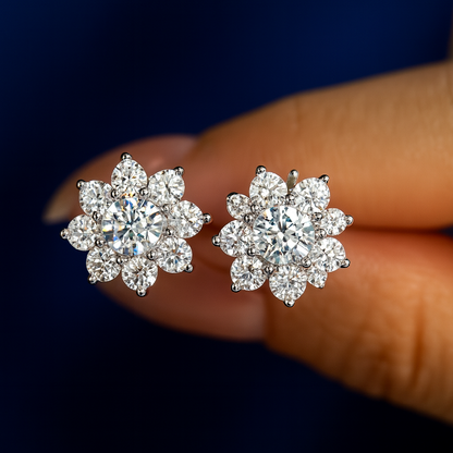 0.5ct Moissanite Sparkling Floral Earrings Galnuv