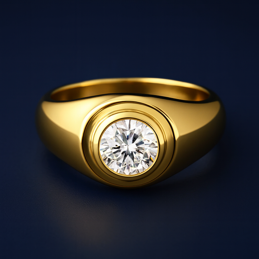 1ct Moissanite Round Engagement Bezel Ring Galnuv