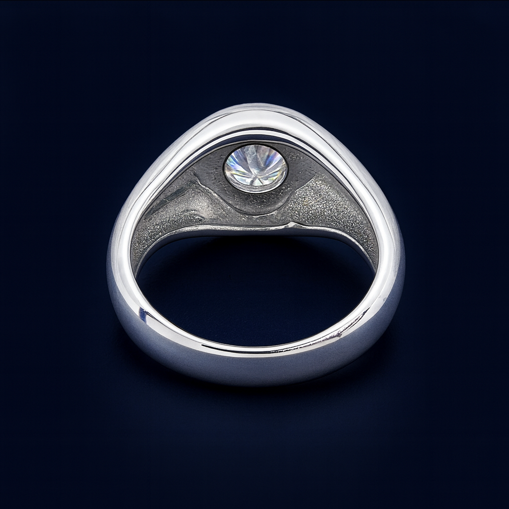 1ct Moissanite Round Engagement Bezel Ring Galnuv