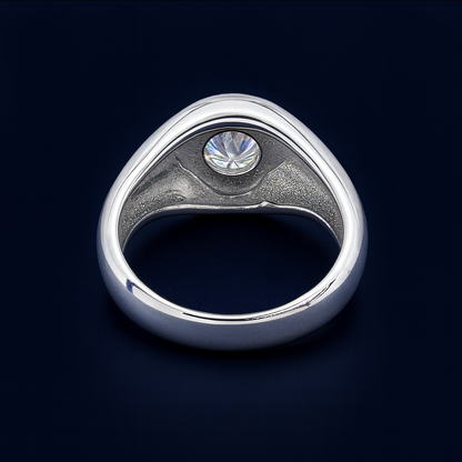 1ct Moissanite Round Engagement Bezel Ring Galnuv
