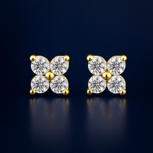 0.4ct Moissanite Four-Stone Cluster Stud Earrings Galnuv