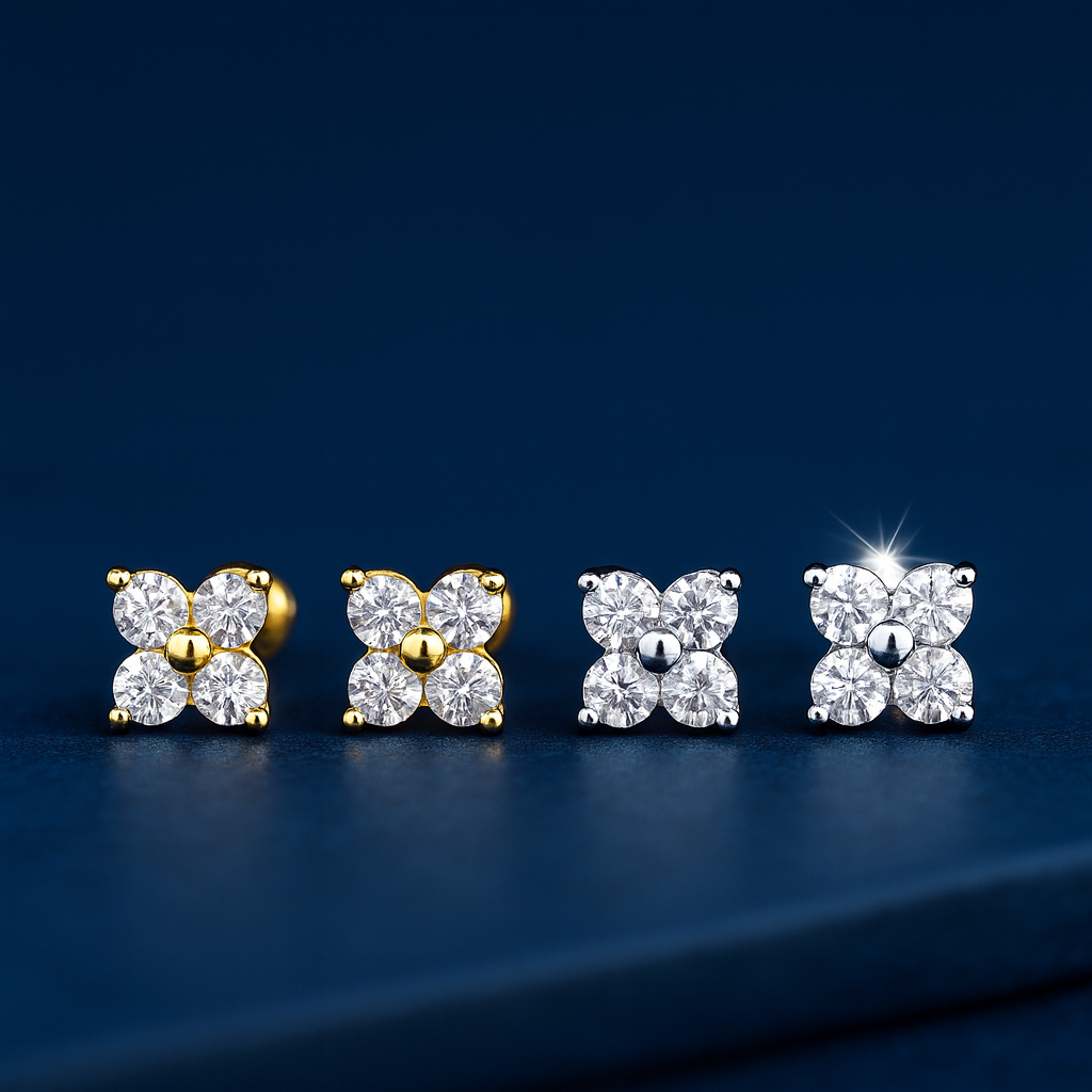 0.4ct Moissanite Four-Stone Cluster Stud Earrings Galnuv