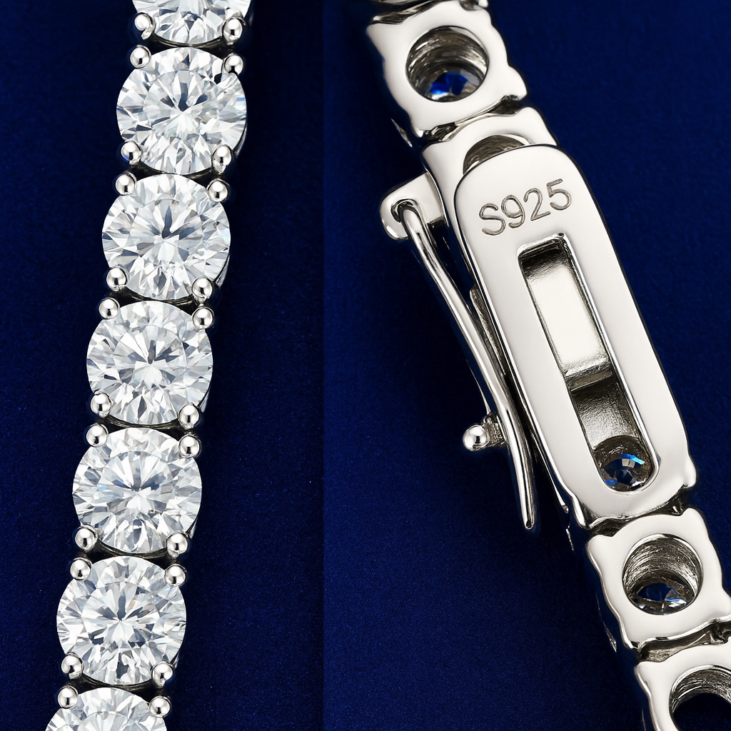 Moissanite Silver Tennis Chain (All Sizes) Galnuv