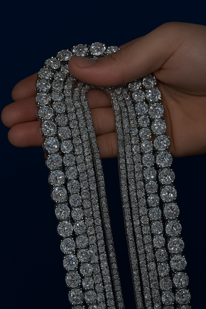 Moissanite Silver Tennis Chain (All Sizes) Galnuv