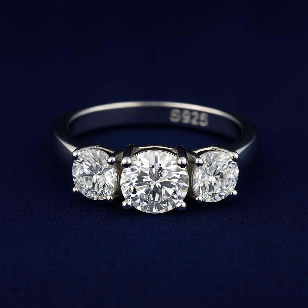 2ct Moissanite Triple Round Cut Engagement Ring Galnuv