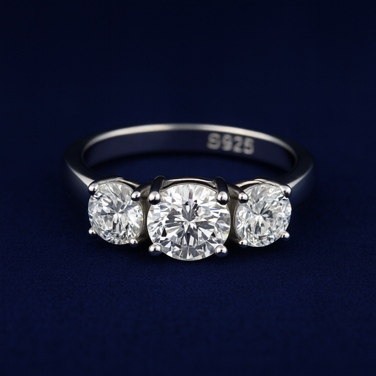 2ct Moissanite Triple Round Cut Engagement Ring Galnuv