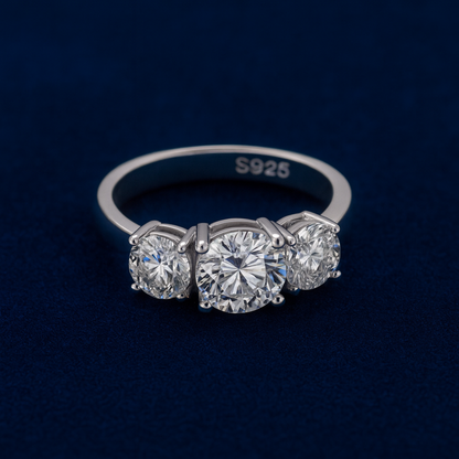 2ct Moissanite Triple Round Cut Engagement Ring Galnuv
