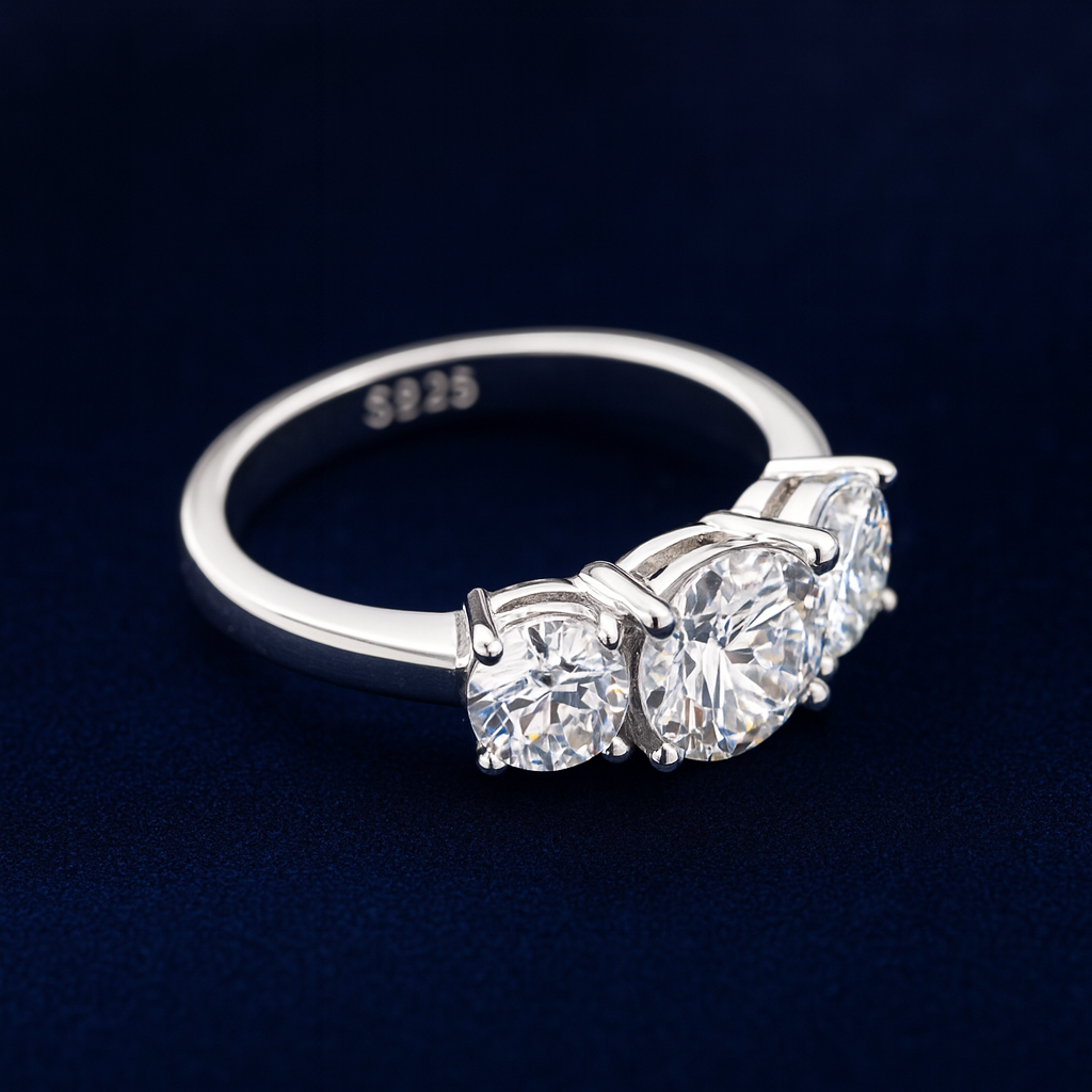 2ct Moissanite Triple Round Cut Engagement Ring Galnuv