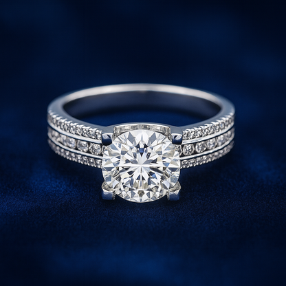 2ct Moissanite Round Cut Engagement Ring Galnuv