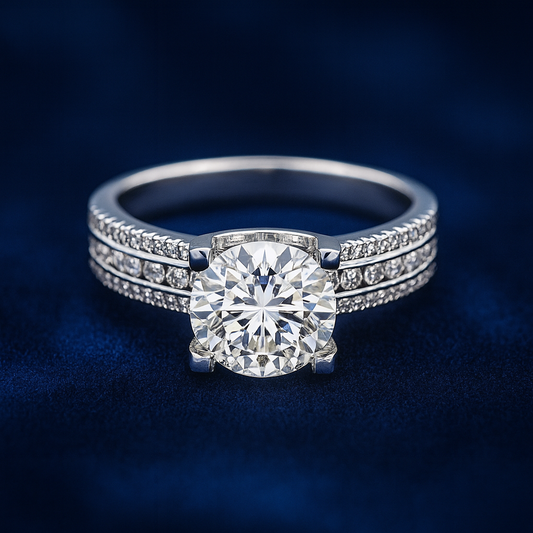 2ct Moissanite Round Cut Engagement Ring Galnuv